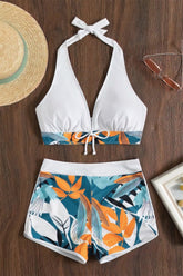 White-Push-Up-Bikini-Top-Boy-Short-Women-Two-Piece-Swimsuit